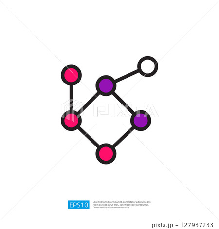 Colorful Abstract Network Icon Symbol with Geometric Nodes and Connections in a Modern Digital Design 127937233