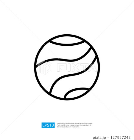 Sport Icon Featuring a Simplistic Line Drawing of a Round Ball with Wavy Patterns in Minimalist Style 127937242