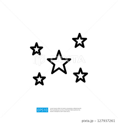 Decorative Icon of Five Stylized Stars Creating a Bright and Playful Atmosphere in Minimalist Black and White Design Decorative Icon of Five Stylized Stars Creating a Bright and Playful Atmosphere in Minimalist Black and White Design 127937261