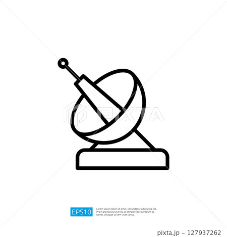 Simplistic Satellite Communication Icon Featuring A Transmitter Dish For Data Transmission And Signal Broadcasting Technology Simplistic Satellite Communication Icon Featuring A Transmitter Dish For Data Transmission And Signal Broadcasting Technology 127937262