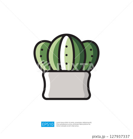 Stylized Cactus Icon in Green and White Pots Representing Botanical Design in Minimalist and Contemporary Aesthetic Stylized Cactus Icon in Green and White Pots Representing Botanical Design in Minimalist and Contemporary Aesthetic 127937337