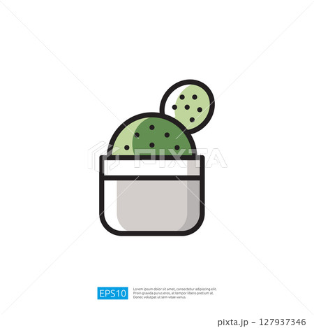 Cactus Icon in a Simple Modern Pot Illustrating a Minimalist Green Plant Design for Home Decor and Botanical Aesthetics 127937346