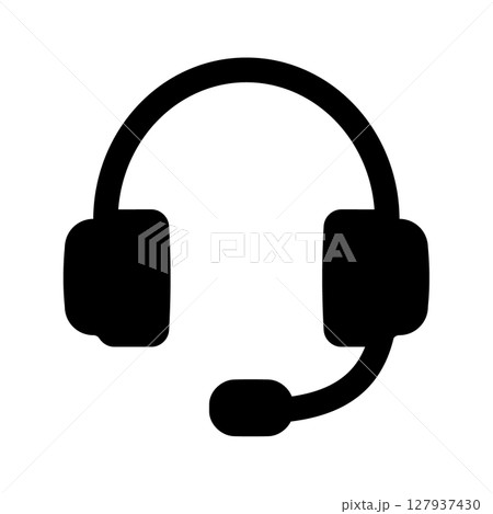 マイク付きヘッドセットのアイコン｜オンライン会話、コールセンター 127937430