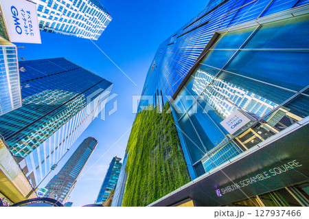 日本の東京都市景観 真夏のような暑さ…渋谷スクランブルスクエアなど“東急村”のビル群を望む＝22日 127937466