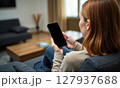 Mockup Photo Woman Sofa Living Room 127937688