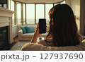 Mockup Photo Woman Sofa Living Room 127937690