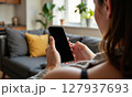 Mockup Photo Woman Sofa Living Room 127937693