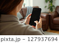 Mockup Photo Woman Sofa Living Room 127937694