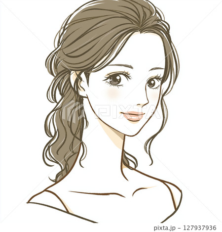 優しさと魅力を引き立てる、ナチュラルな女性イラスト 優しさと魅力を引き立てる、ナチュラルな女性イラスト 127937936