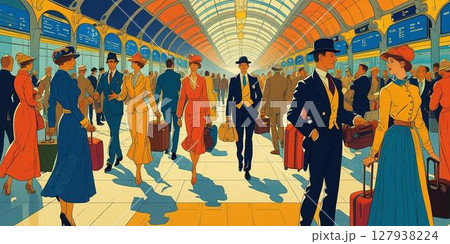 駅を歩く人々 127938224