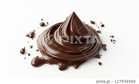 Closeup of melted chocolate isolated on white background 127938568