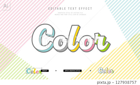 立体的な子供向けデザインのテキストエフェクト。編集可能なグラフィックスタイルテンプレート。 127938757
