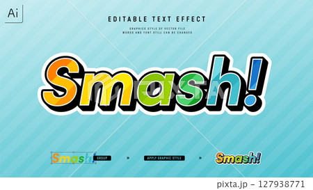 陰影の切り替えがあるカラフルなデザインのテキストエフェクト。編集可能なグラフィックスタイルテンプレー 陰影の切り替えがあるカラフルなデザインのテキストエフェクト。編集可能なグラフィックスタイルテンプレー 127938771