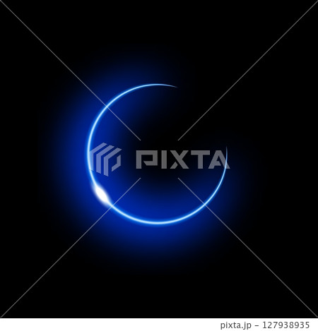 Neon blue arc with glowing light effect perfect for futuristic and tech inspired designs 127938935
