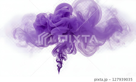 Purple smoke cloud fog dust isolated on transparent background. Colorful smoke smog misty fog steam explosion special effect. Smoke texture for Compositing, covering, overlay, design elements, 127939035