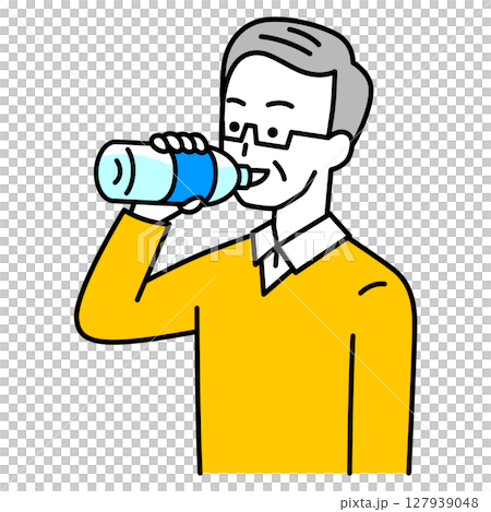 水分補給をする年配の男性 127939048