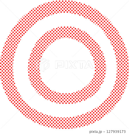 手描きで赤いドットの二重丸イラスト 127939173