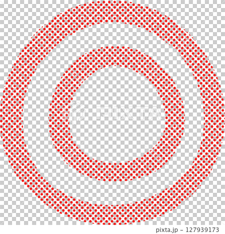 手描きで赤いドットの二重丸イラスト 127939173