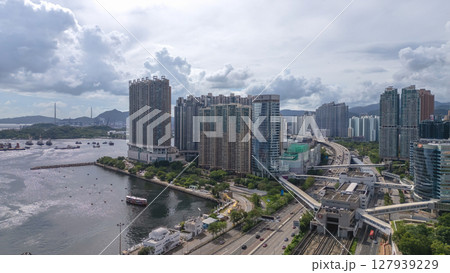 June 29 2025 High Rises and Elevated Roadways Featuring Rail Track 127939229