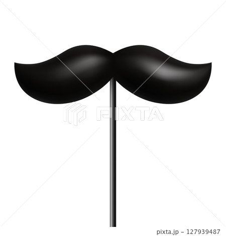 Vector 3d Realistic Black Mustache Prop on Stick, Isolated. Simple Mustache for Party, Photo Booth, Masquerade, Costume, Funny Carnival, Cosplay, Hipster Style Vector 3d Realistic Black Mustache Prop on Stick, Isolated. Simple Mustache for Party, Photo Booth, Masquerade, Costume, Funny Carnival, Cosplay, Hipster Style 127939487
