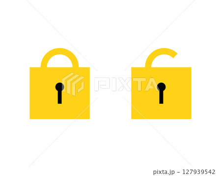 錠前と鍵の開いた錠前のアイコンのイラスト 錠前と鍵の開いた錠前のアイコンのイラスト 127939542