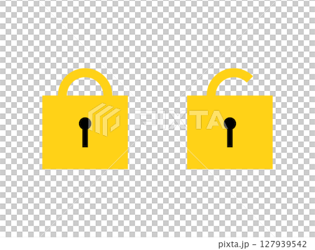 錠前と鍵の開いた錠前のアイコンのイラスト 錠前と鍵の開いた錠前のアイコンのイラスト 127939542