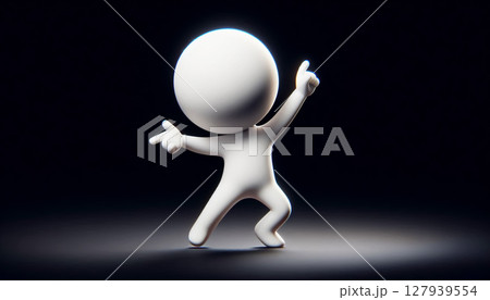 Happy white 3D figure on dark background. Success concept 127939554