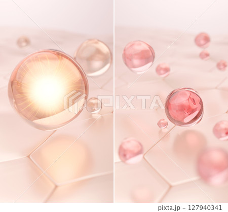 アンチエイジング 分子サイズによる肌吸収の比較 イラストCG 127940341