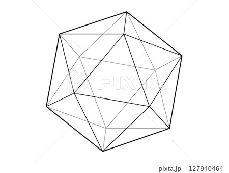 3D model of icosahedron shape, vector illustration platonic solid isolated on a white background  127940464