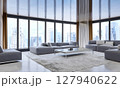 大きな窓のある高層階の部屋 127940622