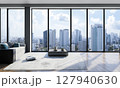 大きな窓のある高層階の部屋 127940630