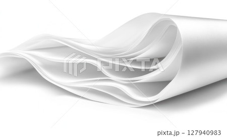 White Paper Creates Abstract Shapes with Flowing Curves and Minimalist Design. 127940983