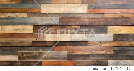 Reclaimed Wood Creates Rustic Wall Decor, Design Element with Natural Charm. 127941147