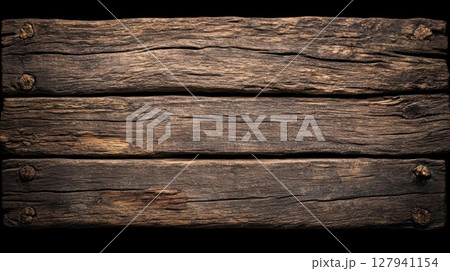 Dark Wooden Planks Show Rustic Texture with Grain and Knots, Reclaimed Wood Background Dark Wooden Planks Show Rustic Texture with Grain and Knots, Reclaimed Wood Background 127941154