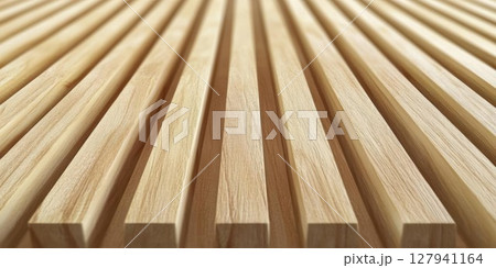Wood Slats Creates a Textured Surface with Parallel Lines. Minimalist Design Element 127941164