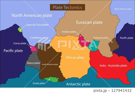 illustration of physics and geography, Tectonic plate earth map, Continental ocean pacific, volcano lithosphere geography plates, Plate Tectonics, World Map Showing Tectonic Plates Boundaries illustration of physics and geography, Tectonic plate earth map, Continental ocean pacific, volcano lithosphere geography plates, Plate Tectonics, World Map Showing Tectonic Plates Boundaries 127941432