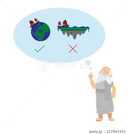 illustration of physics, Aristotle was among the first to recognize the fact of our planet being a round sphere, The world is round and the world is flat, The Shape of the Earth 127941435