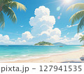 夏の海　砂浜と入道雲 127941535