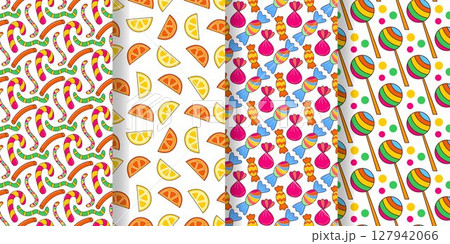 Candy treats seamless pattern set Candy treats seamless pattern set 127942066