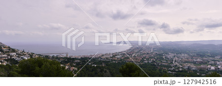 Panoramic view of the town of Javea from the heights Panoramic view of the town of Javea from the heights 127942516