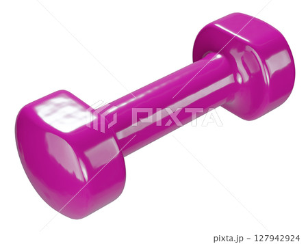 Blank Round vinyl rubber Dumbbell, weightlifting gym equipment side view 127942924