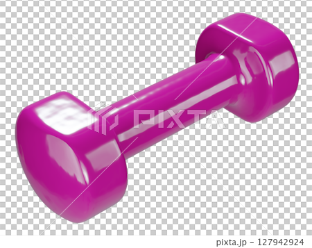 Blank Round vinyl rubber Dumbbell, weightlifting gym equipment side view 127942924