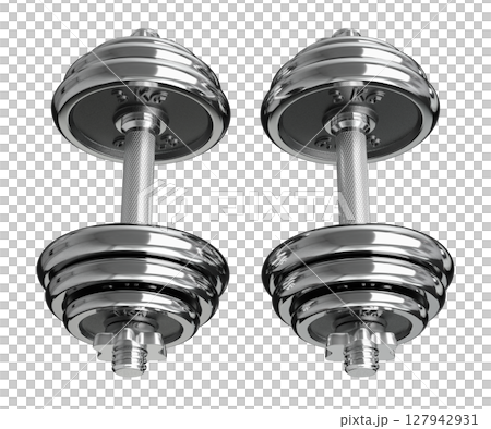 Cast Iron Chrome Adjustable Dumbbells, weightlifting gym equipment, side view 127942931