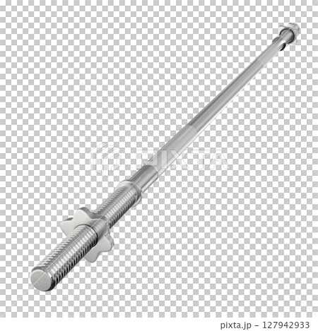 Cast Iron Barbell Straight Rod with Star Nuts Lock, weightlifting gym equipment, side view Cast Iron Barbell Straight Rod with Star Nuts Lock, weightlifting gym equipment, side view 127942933