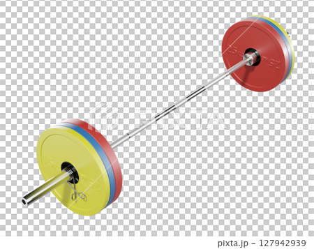 Cast Iron Olympic Adjustable Barbell, weightlifting gym equipment, side view 127942939
