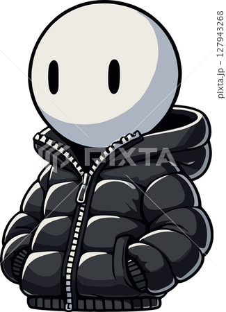 黒のダウンジャケットを着た人のイラスト 127943268