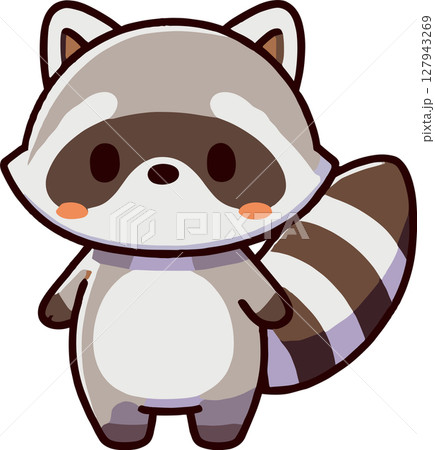 立っているかわいいタヌキのイラスト 127943269