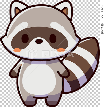 立っているかわいいタヌキのイラスト 127943269