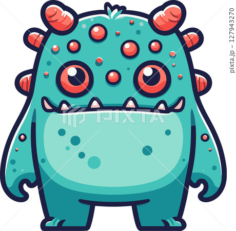 優しい顔のつぶつぶのモンスターのイラスト	 127943270