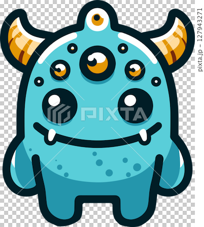 かわいい瞳の角があるモンスター	 127943271